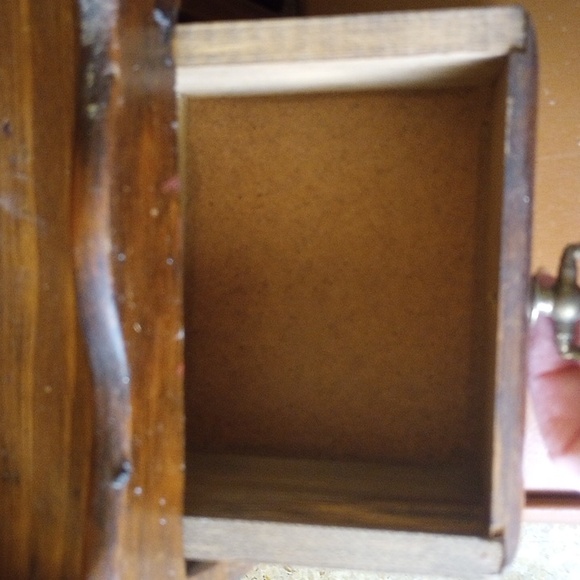 Vintage Brown Wood Kitchen Spice Rack w/ 3 Drawers. Strawberry & Floral Design - Picture 4 of 9